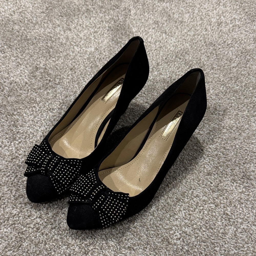 BCBGeneration Black Heels with Studded Bow